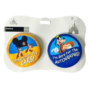 Disney Parks Button Pin Set I'm Here For The Ears/Autographs